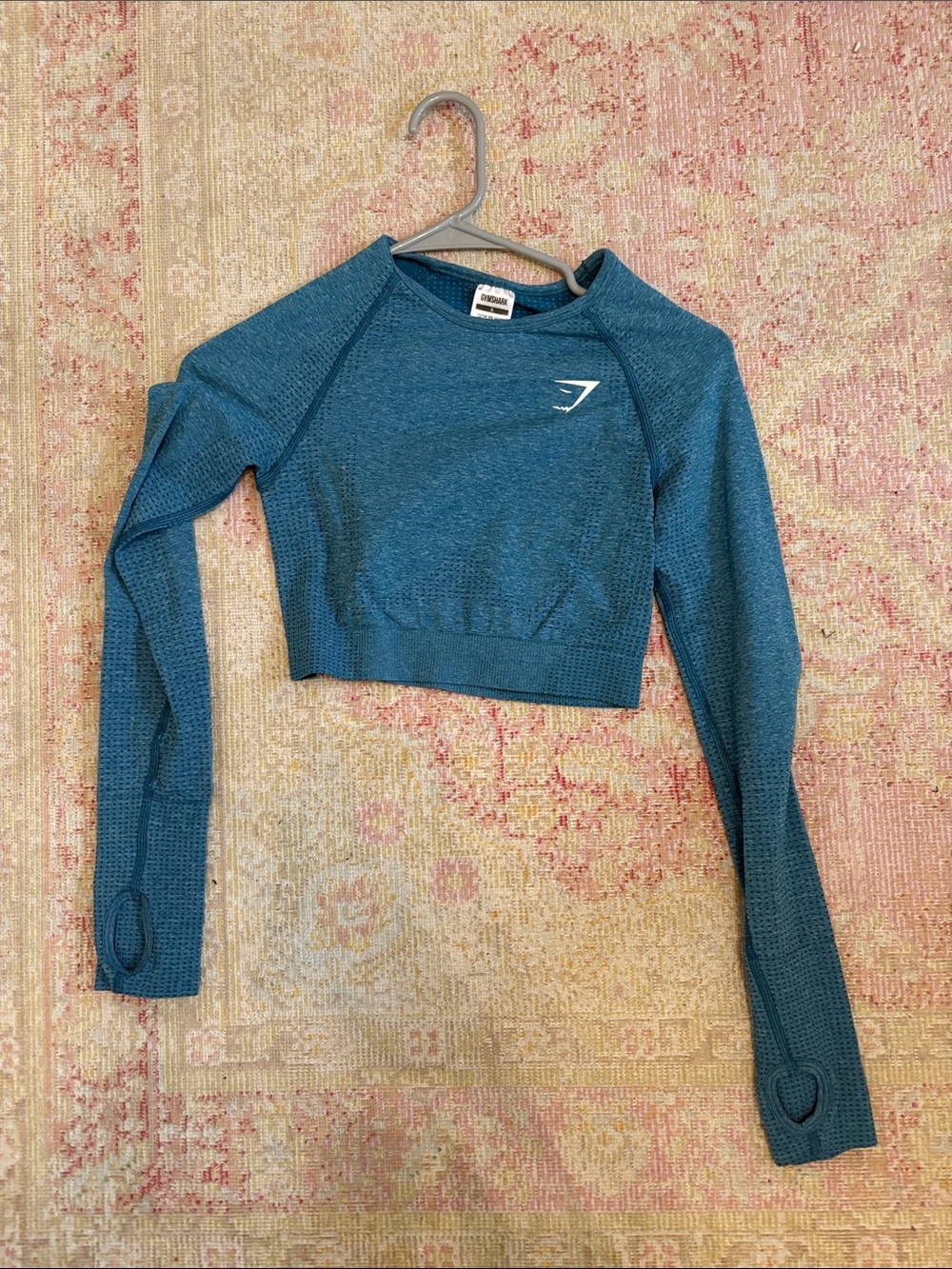 Gymshark Teal Long-Sleeve Crop Top with Thumbholes